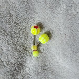2 new belly rings plastic and surgical steel neon